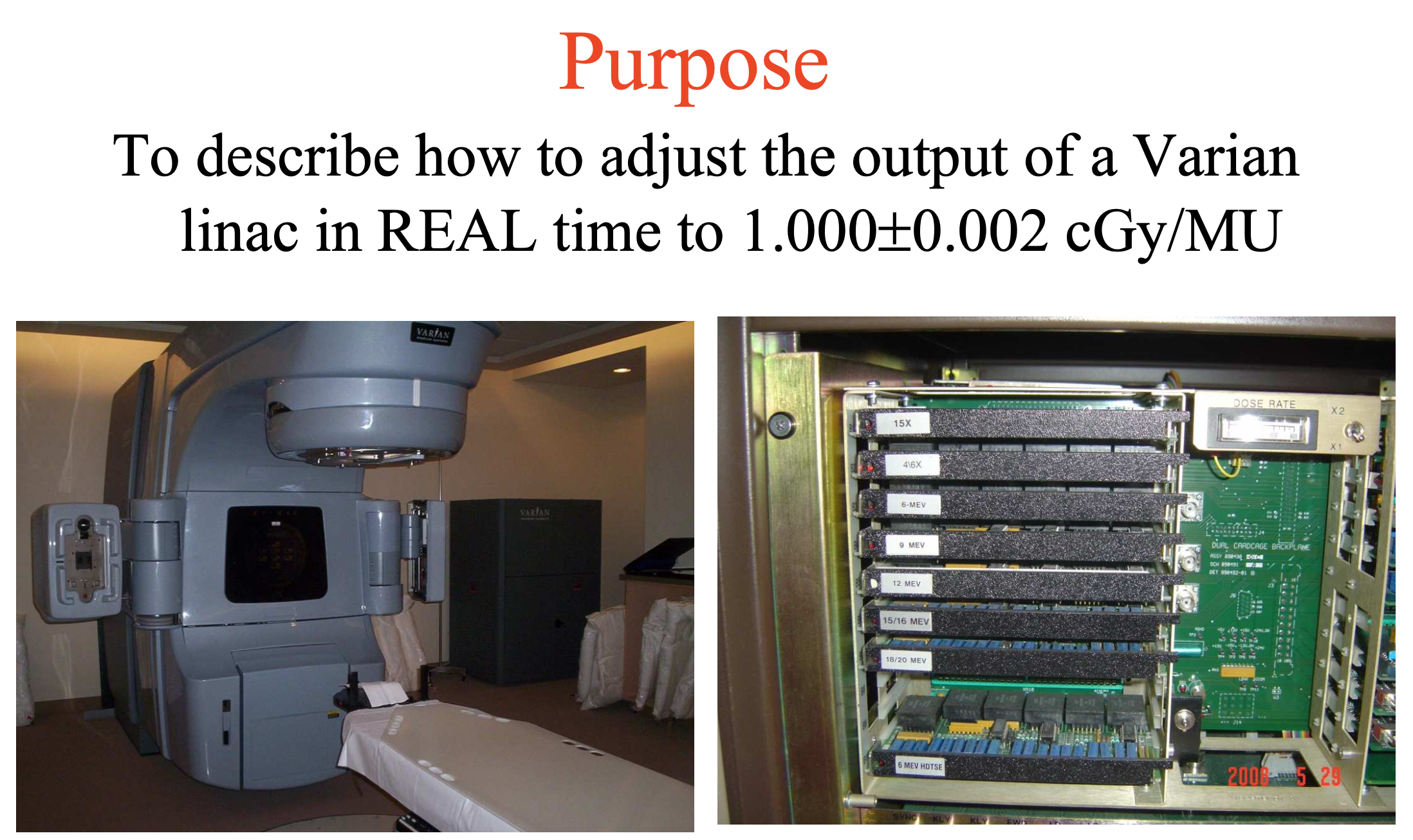Fast Real Time Calibration of Varian Linacs